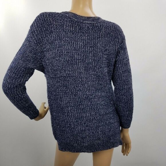 Cozy Sweater Side Zip Melange Knit Gray Blue - Picture 4 of 7